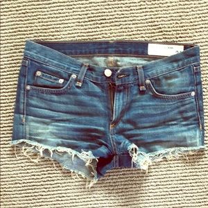 Rag and bone jean shorts size 24, frayed bottoms
